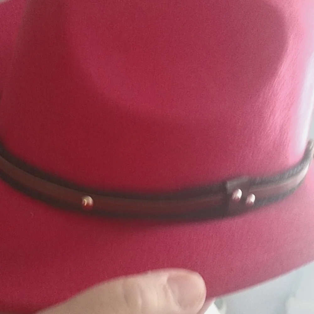 New Pink Unisex Western Cowboy Outback Boho Hat with Steer Head Tie Band - Picture 4 of 13